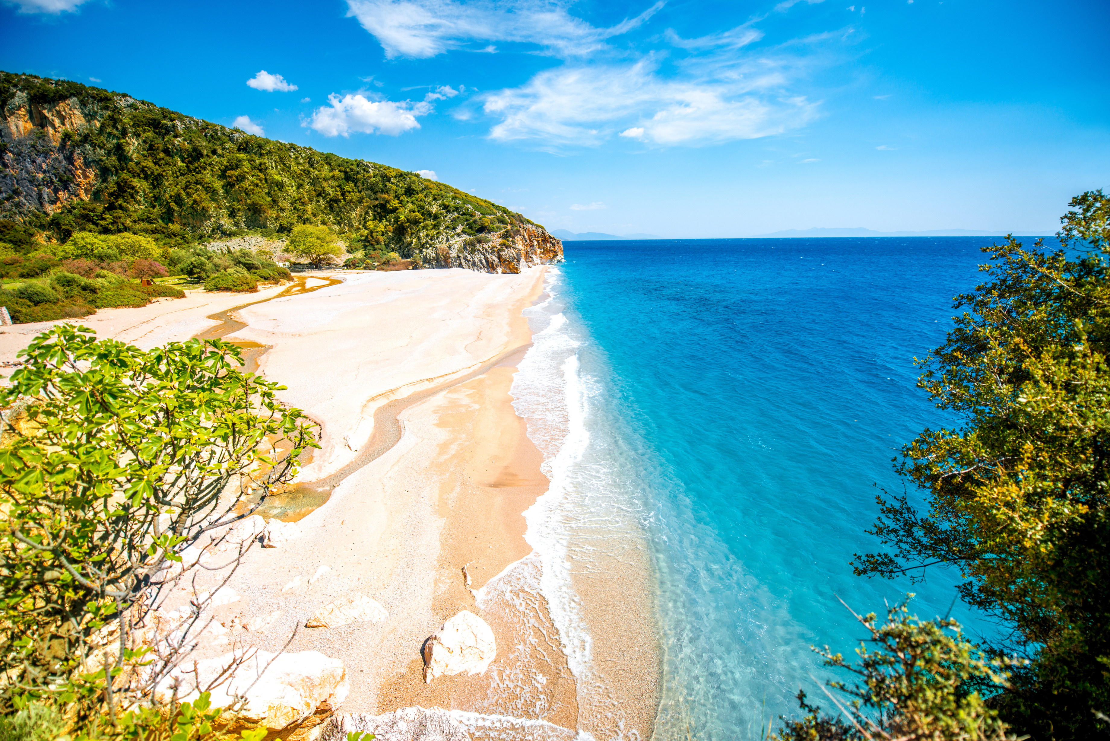 Gjipe Beach between rocks and clear sea on the Albanian Riviera, Albania