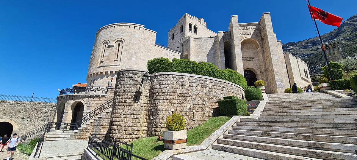 Tirana Castle with historic ruins and restaurants integrated into the space, central Tirana, Albania