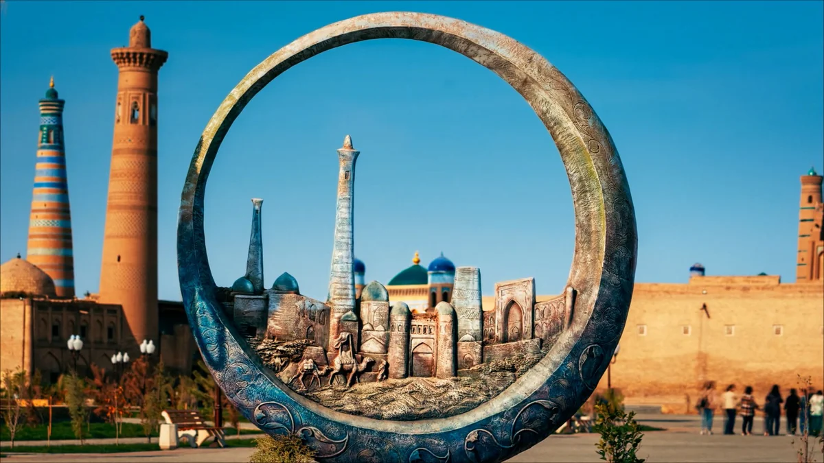 Registan of Samarkand with three madrassas at sunset, Uzbekistan