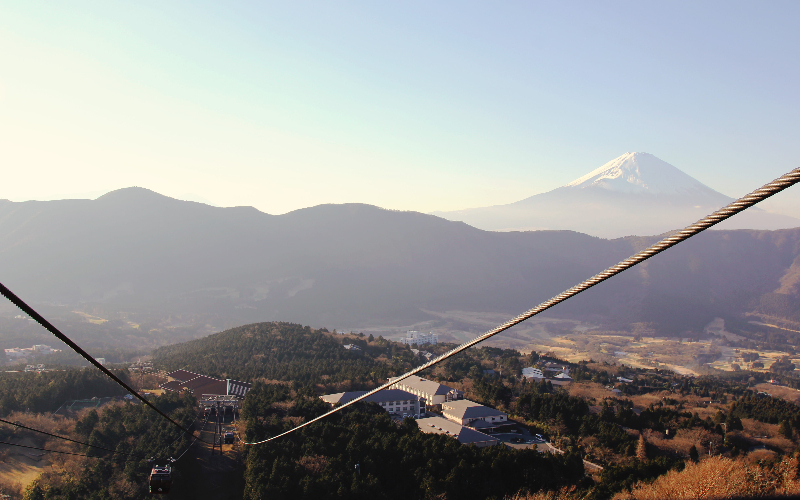 Teleférico de Hakone com vista para o Monte Fuji, Japão