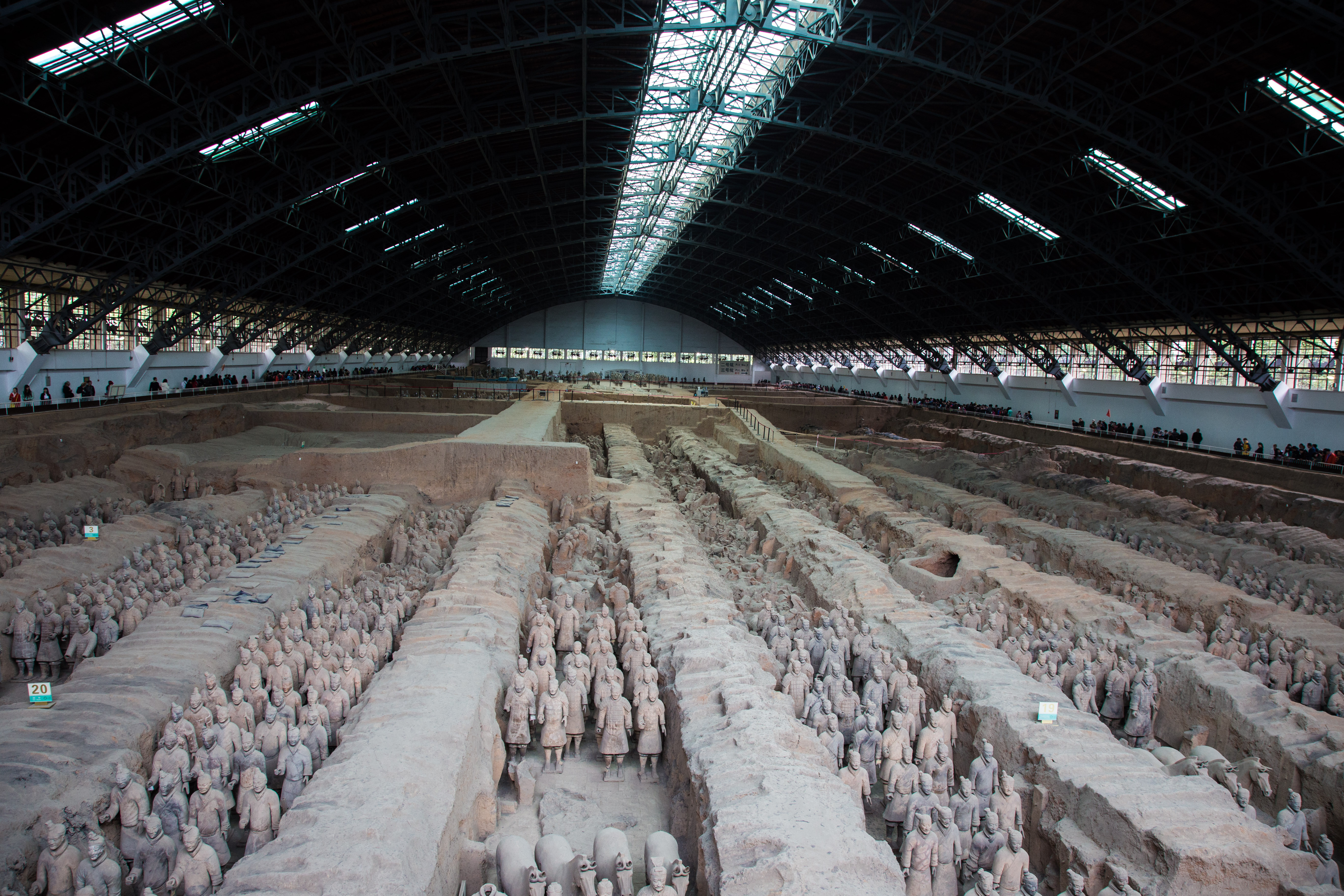Panoramic view of Pit 1 of the Terracotta Army in Xi'an, China